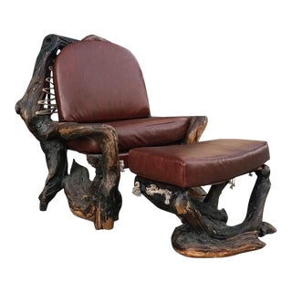 Handcrafted Live Burl Redwood Armchair by Daryl Stokes For Sale