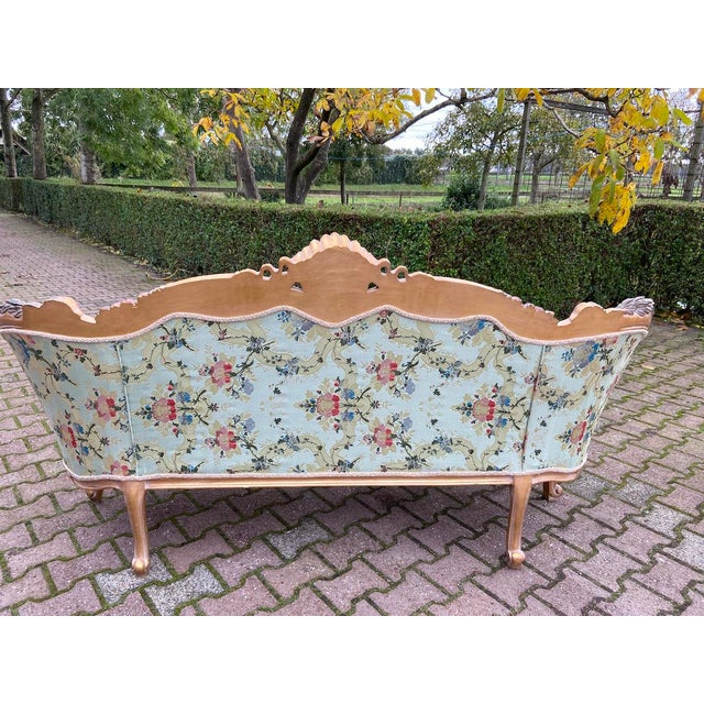 Wood Louis XVI Style Sofa in Green For Sale - Image 7 of 13