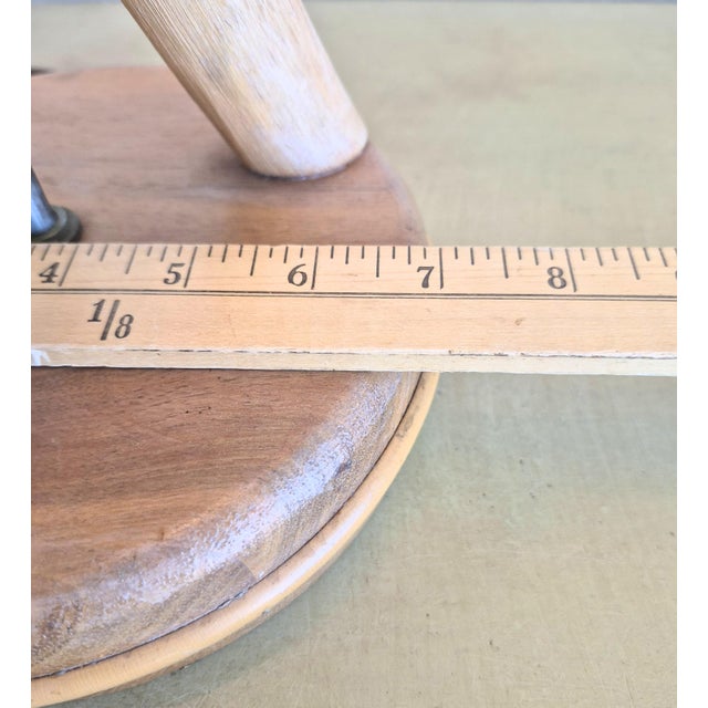 Tan Vintage Mid Century Boho Chic Rattan Lamp With Rawhide Whipstitch Shade 1940's Large Cabin Old Florida Cottage Boho For Sale - Image 8 of 11