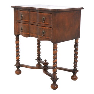 William & Mary Burl Walnut 2 Drawer Occasional Table For Sale