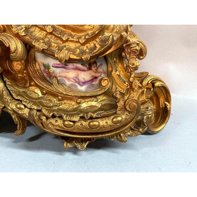 French 1860s Japy Freres Louis XVI Gold Bronze Sevres Clock For Sale - Image 3 of 18