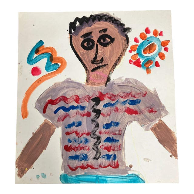 1980’s Original Outsider Folk Art Children’s Painting For Sale