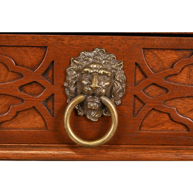 Baker Furniture Historic Charleston Georgian Carved Mahogany Writing Desk or Console Table, Newly Refinished For Sale - Image 6 of 14