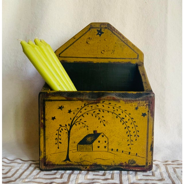 American Primitive Wooden Candle Box For Sale - Image 4 of 12
