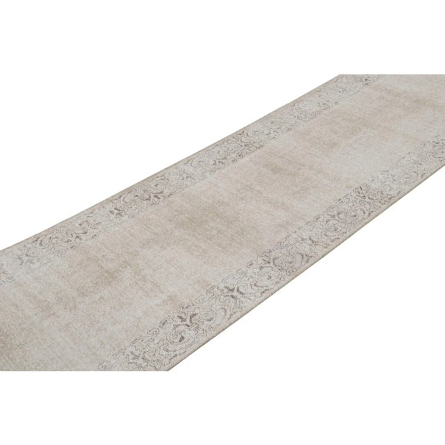 Rug & Kilim Vintage Overdyed Persian Runner Rug in Beige-Brown Open Field, From Rug & Kilim For Sale - Image 4 of 7