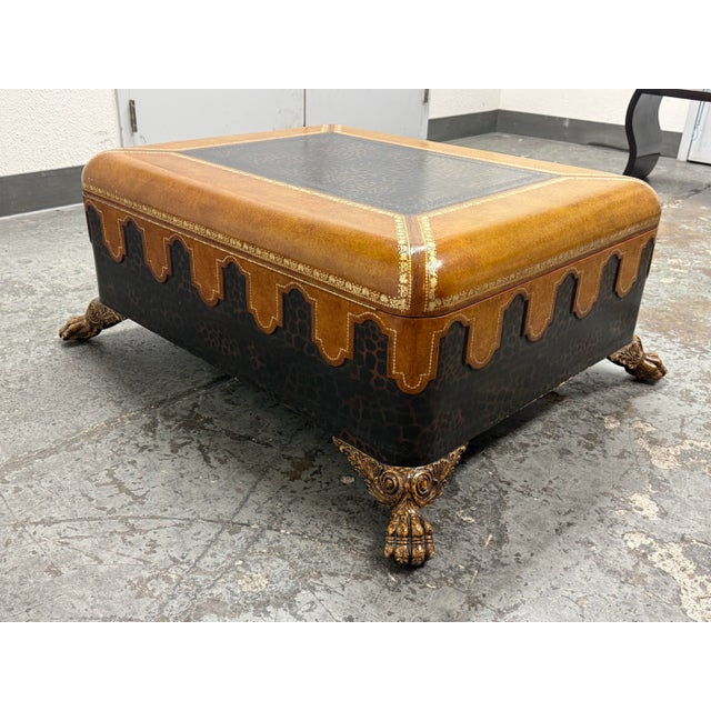 Animal Skin Maitland-Smith Leather Clad Storage Coffee Table, Vintage For Sale - Image 7 of 12