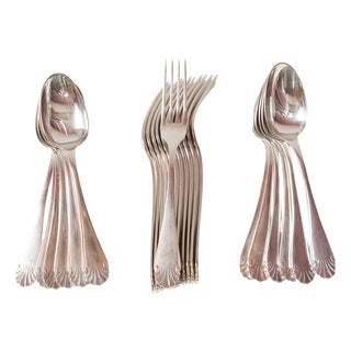 Antique Coquille Tableware for 12 from Christofle, 1900, Set of 24 For Sale