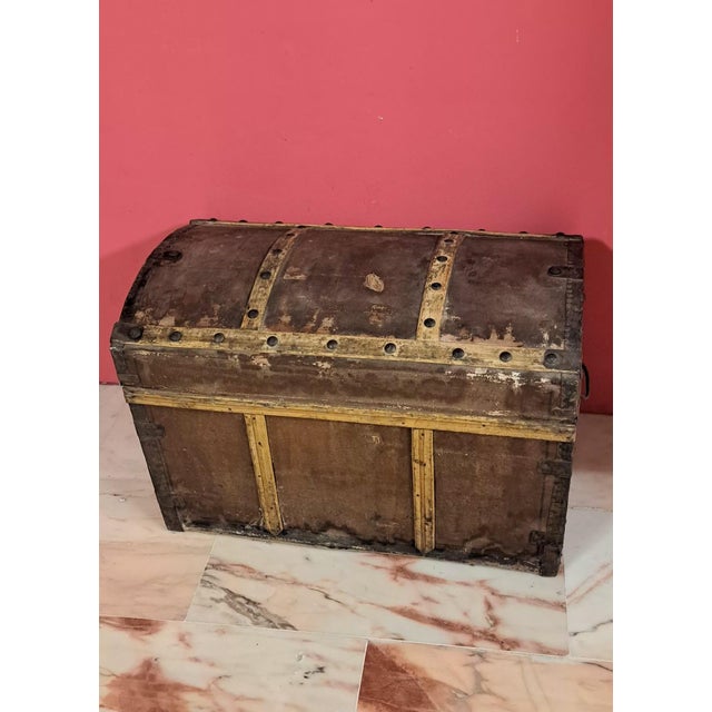 Antique Travel Trunk in Wood, 1890s For Sale - Image 11 of 12