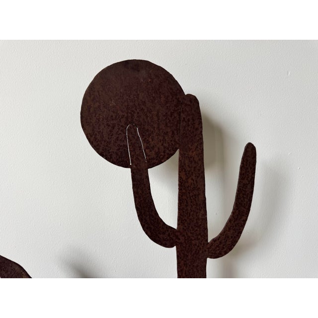 Brutalist Vintage Southwest Howling Coyote and Cactus Brutalist Metal Sculpture For Sale - Image 3 of 7