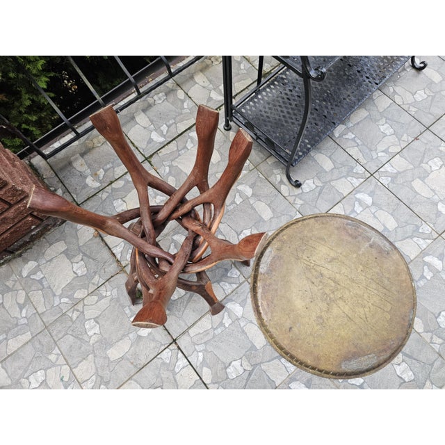 Wood Wooden Coffee Table with Brass Top, 1960s-1980s For Sale - Image 7 of 10