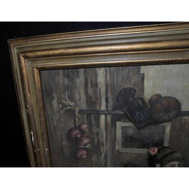 Spanish Artist, Blindfold Scene, 1980s, Large Oil on Canvas, Framed For Sale - Image 4 of 12