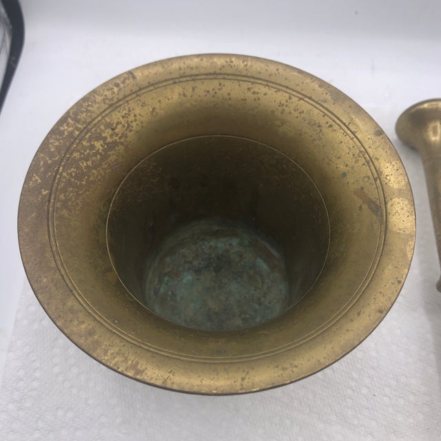 Antique Brass Mortar and Pestle For Sale In Miami - Image 6 of 13