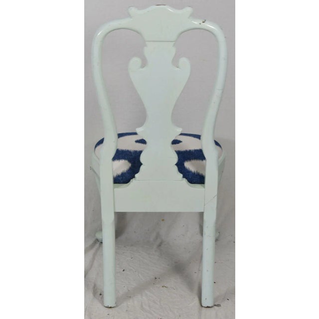 Wood Stickley Williamsburg Style Mahogany Queen Anne Chair Blue & White Fabric For Sale - Image 7 of 11