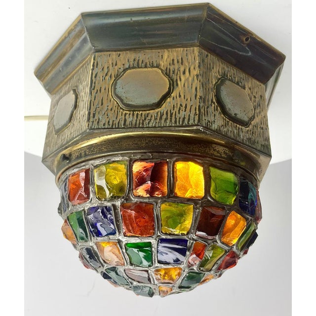1940s Arts & Crafts Chunk Glass Globe Light by Peter Marsh for Nader, 1940 For Sale - Image 5 of 14