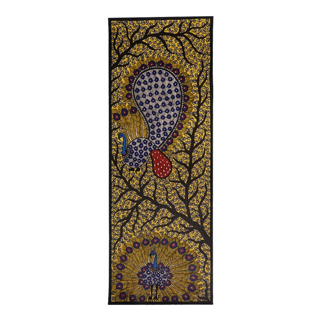 Mamta Devi – National Award Winner (2016) | Hand-Painted Madhubani Peacock Painting on Handmade Khadi Paper For Sale