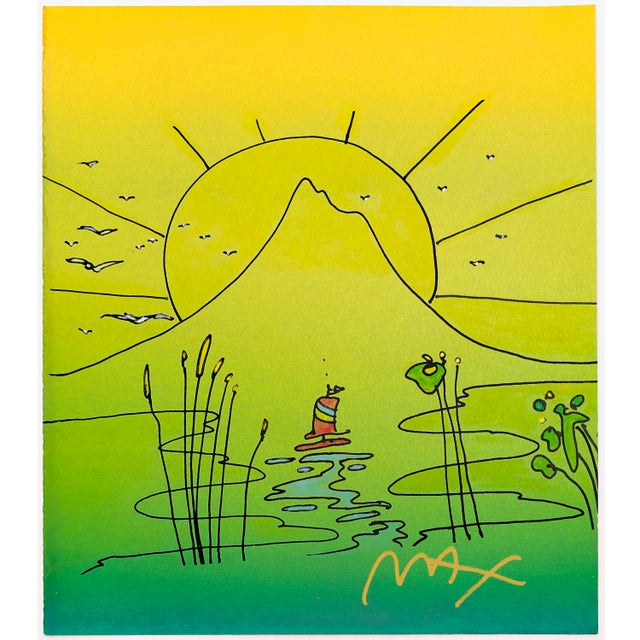 Original mixed media drawing with watercolor on paper. Hand signed by Peter Max. Frame size 20 x 18 inches. Artwork size...