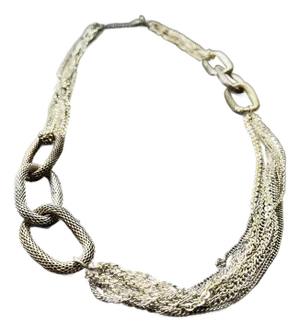 Vintage 1990s Chico Silver Strand and Chain Link Necklace