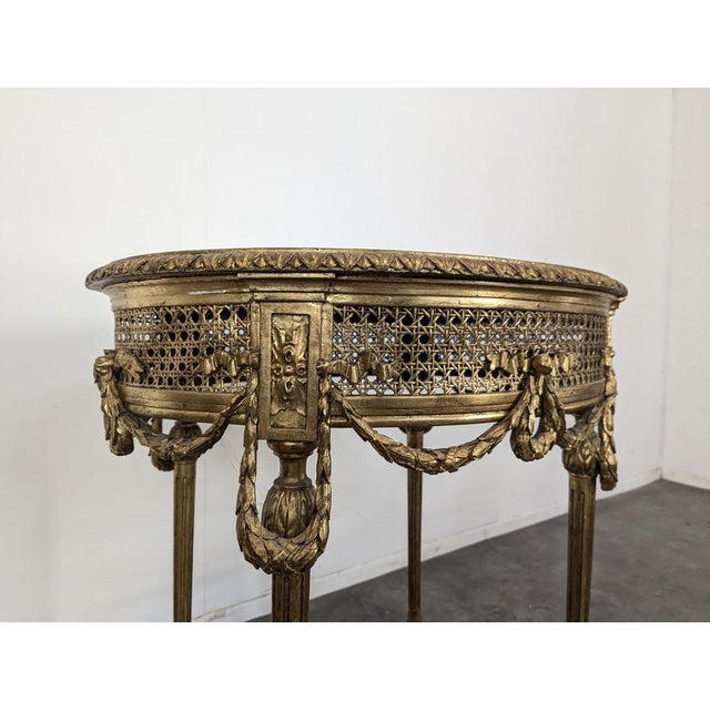 Louis XVI Giltwood and Cane Coffee Table For Sale - Image 4 of 10