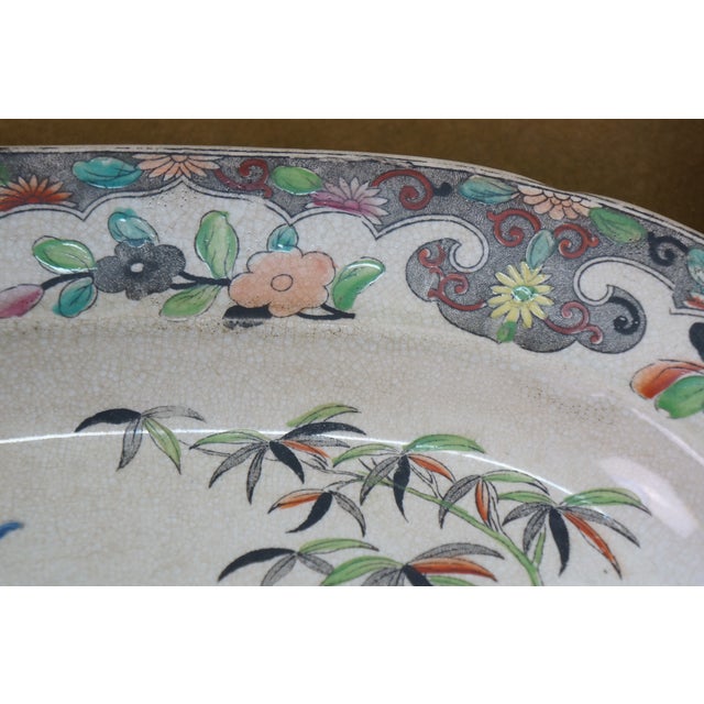 Antique Stephan Folch Ironstone Imari Bamboo & Basket China Serving Platters - Set of 3 For Sale - Image 12 of 16