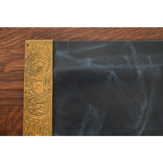 Tiffany Studios Tiffany Studios New York Zodiac Bronze Doré Blotter Ends With Leather Desk Blotter For Sale - Image 4 of 11