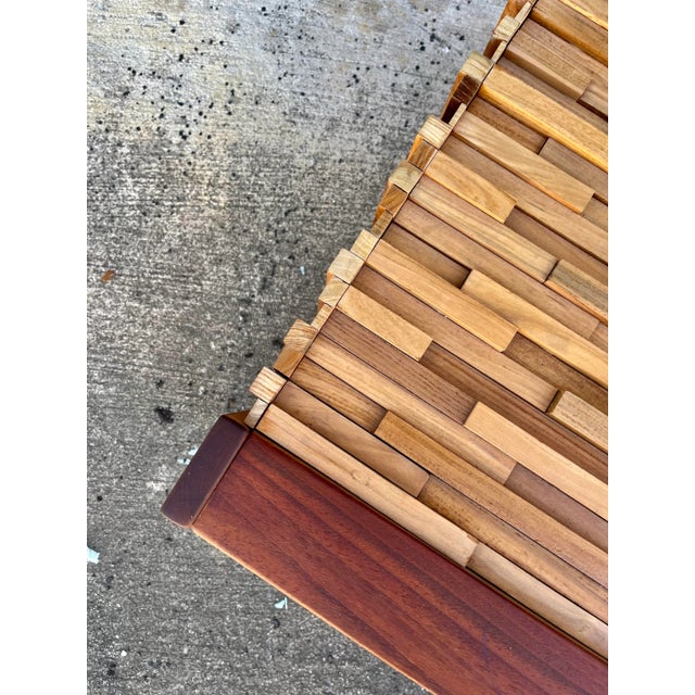 Wood Mid Century Modern Exotic Wood Folding Rectangular Coffee Table in the Style of Percival Lafer For Sale - Image 7 of 11