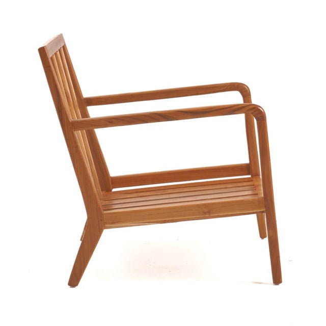 Danish MidCentury Modern Indoor Teak Lounge Chair, With White Cushions