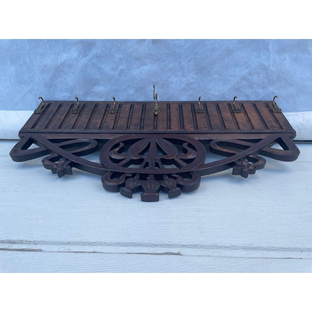 Antique Neo-Gothic Coat Rack in Oak, 1890s For Sale - Image 12 of 18