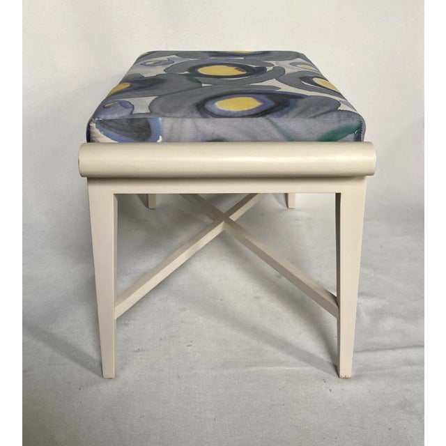 2010s Hickory Chair Pearson Carla Upholstered X-Base Bench For Sale - Image 5 of 11
