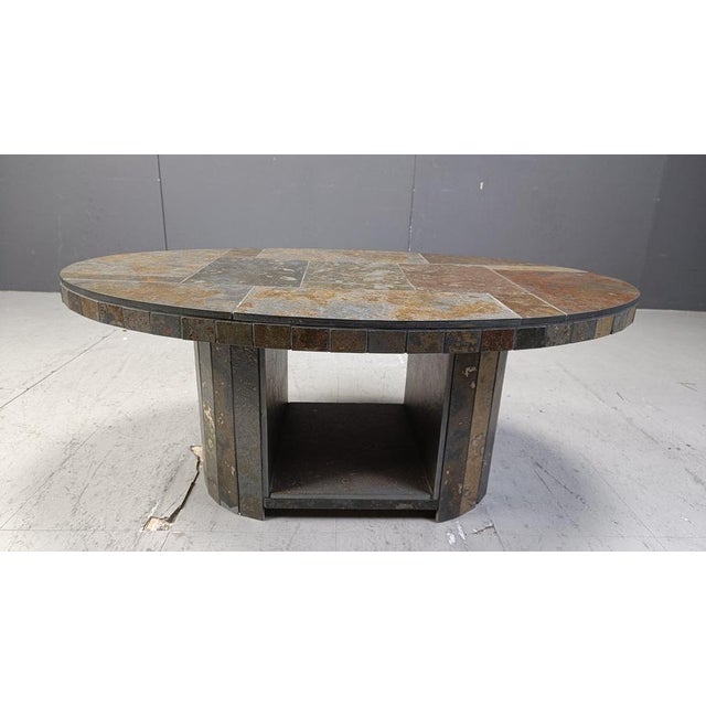 Vintage Brutalist Oval Coffee Table, 1970s For Sale - Image 4 of 11