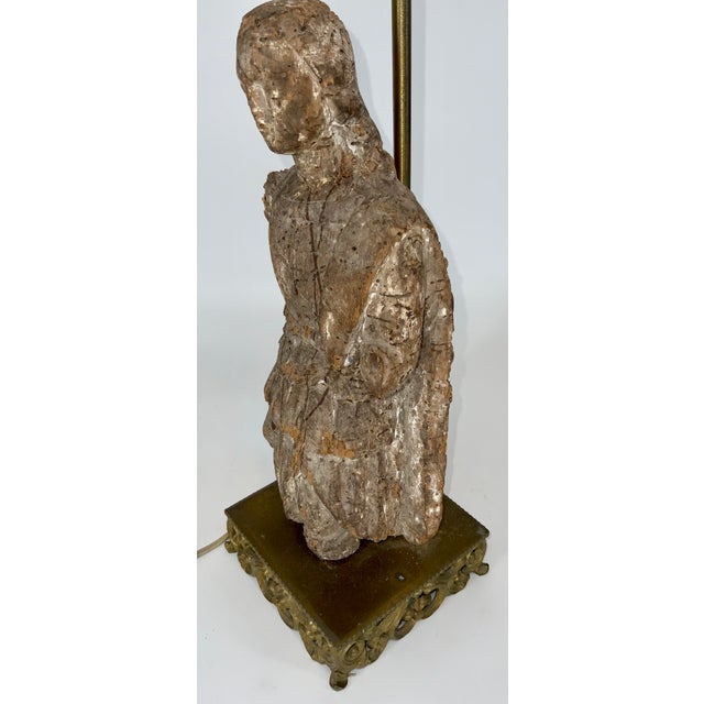 18th Century European Polychrome Carving Figure Mounted as a Lamp For Sale - Image 4 of 11