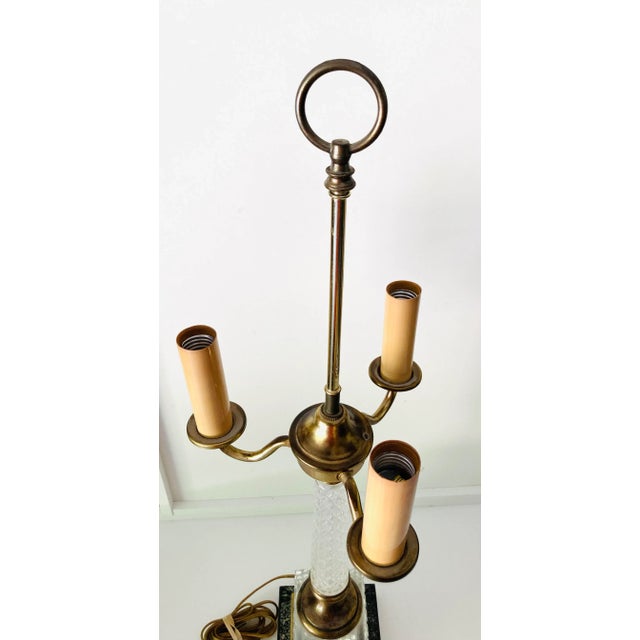 Vintage Hollywood Regency Style Glass Column Table Lamp For Sale - Image 4 of 10