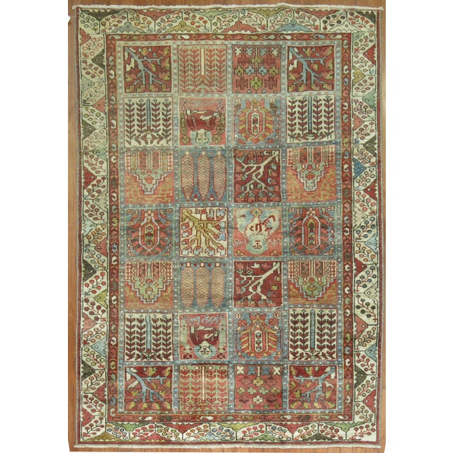 Green Early 20th Century Garden Box Persian Malayer Rug For Sale - Image 8 of 18