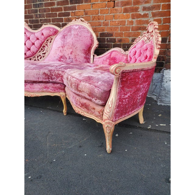 Hollywood Regency Hot Pink Velvet Sofa Chairish