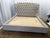 Modern Attributed to Arhaus Tufted Wingback Upholstered Bed — King Custom Greige Upholstery | Deep Button Tufting | Fully Upholstered Frame For Sale - Image 3 of 17
