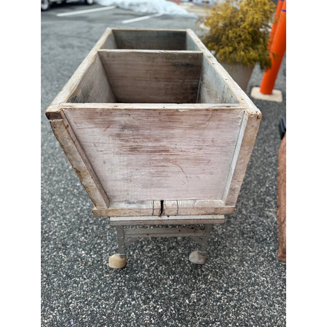 Rustic Wooden Industrial Rolling Cooler/Planter For Sale - Image 4 of 14