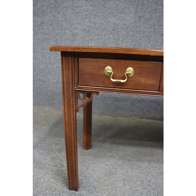 Traditional Ethan Allen Cherry Georgian Style Four-Drawer Console Table For Sale - Image 3 of 10