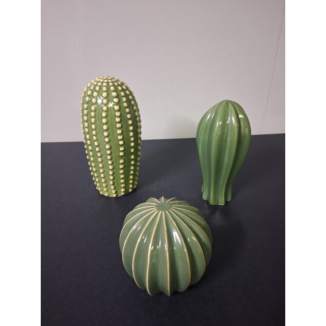 Minimalist 3 Pc. Glazed Stoneware Cacti - Set of 3 For Sale - Image 11 of 11