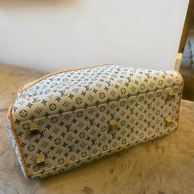 2001 Louis Vuitton Marie Navy Blue Monogram Canvas and Leather Hand Bag For Sale - Image 16 of 18