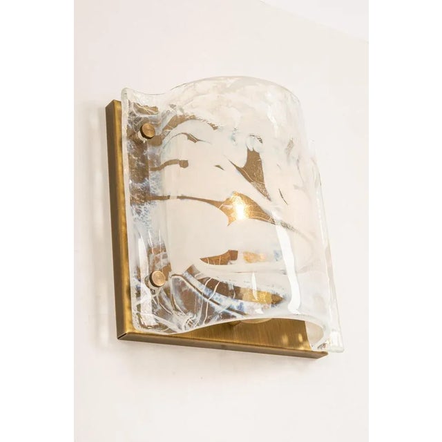 Murano Ice Glass Wall Sconce from Hillebrand, Germany, 1970s For Sale - Image 3 of 7