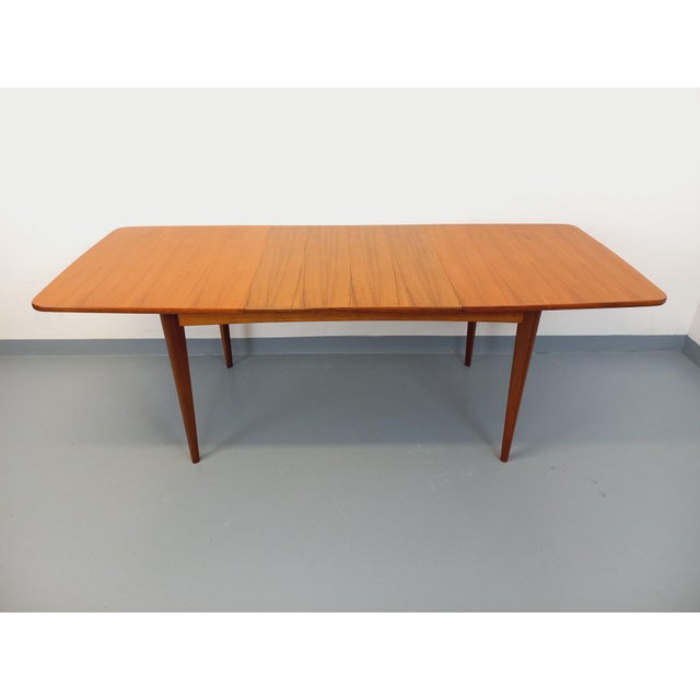 Wood Scandinavian-Style Rectangular Dining Table in Teak with Extensions, 1950s-1960s For Sale - Image 7 of 18