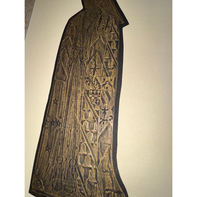 Late 20th Century Vintage 1970s English Monumental Brass Rubbing Silhouettes – Sir Ralph & Lady Elizabeth Verney — A Pair For Sale - Image 5 of 6