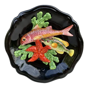 Majolica Fish Sealife Platter Vallauris, Circa 1950