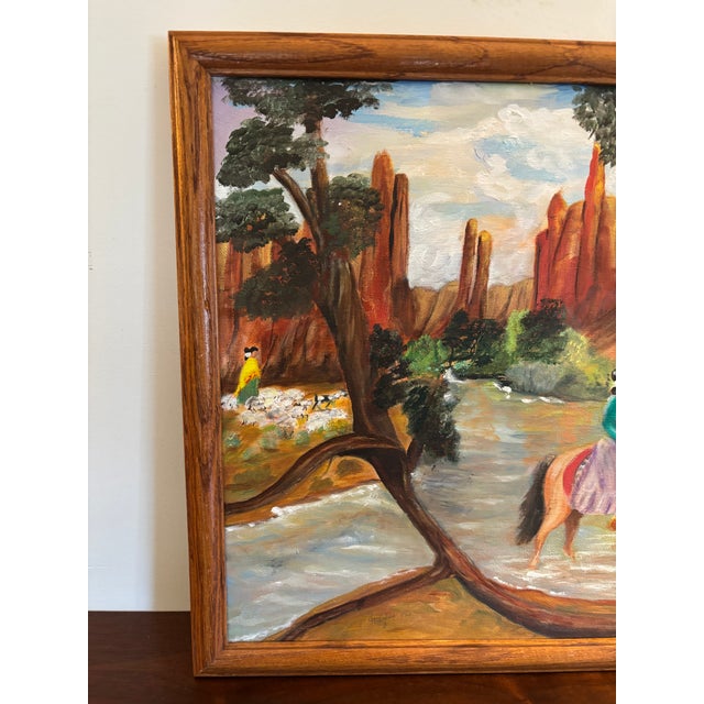 Mexican Vintage Southwestern Painting, Signed and Framed For Sale - Image 3 of 10