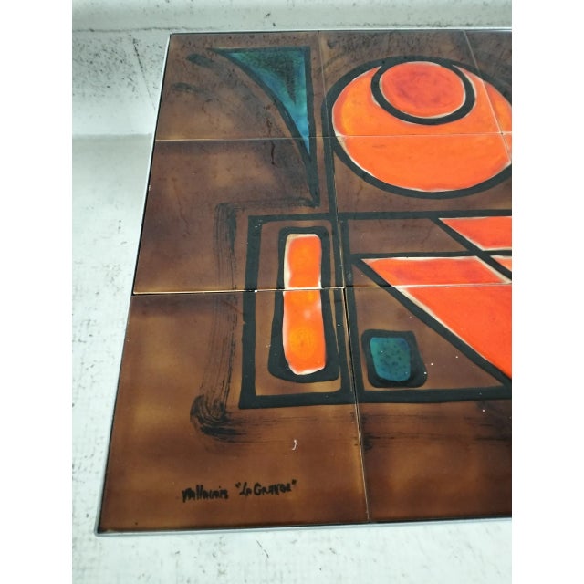 Metal French Metal and Ceramic Coffee Table from Vallarius, 1960s For Sale - Image 7 of 11