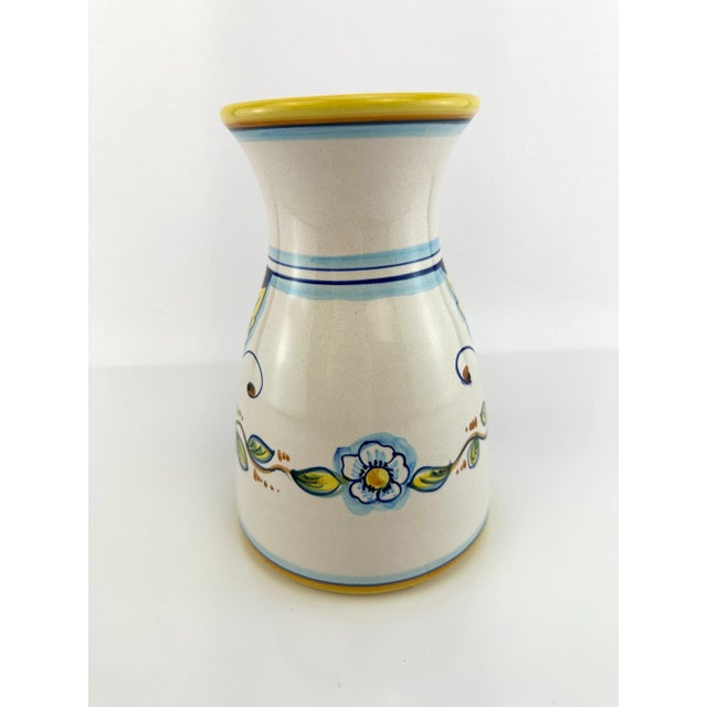 Vintage Hand Painted Italian Serving Set With Pitcher, Carafe and Tray Set- 3 Pieces For Sale - Image 10 of 12