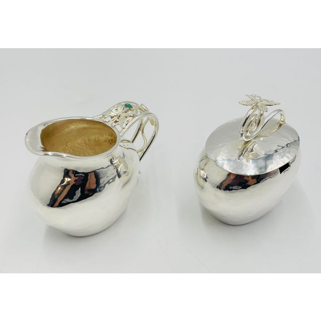 1980s Vintage Emilia Castillo Mexican Silversmith Creamer and Sugar Bowl, Hand Signed For Sale - Image 5 of 18