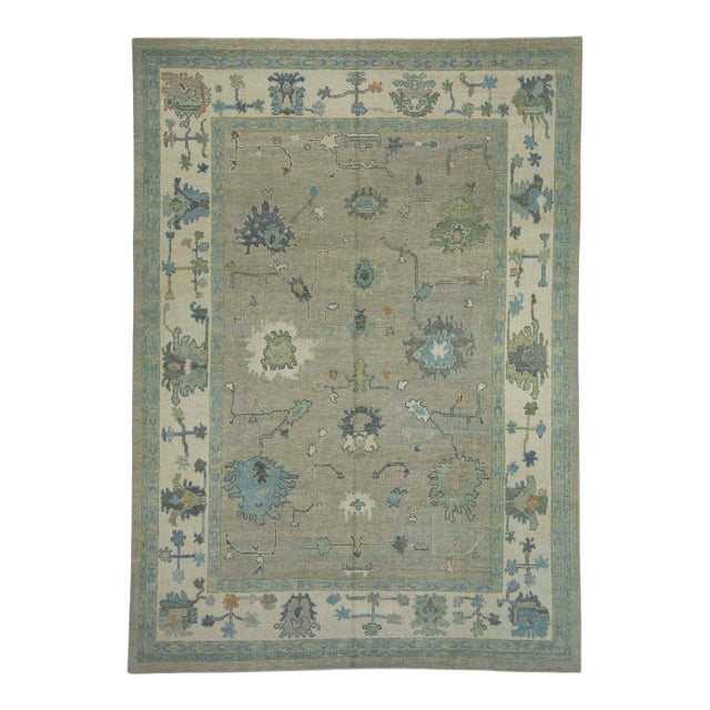 Turkish Oushak Rug 8'6" x 12'1 #18108 For Sale