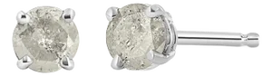 .925 Sterling Silver 1/2 Cttw 4-Prong Round-cut "Salt and Pepper" Diamond Classic Stud Earrings - 2 Pieces