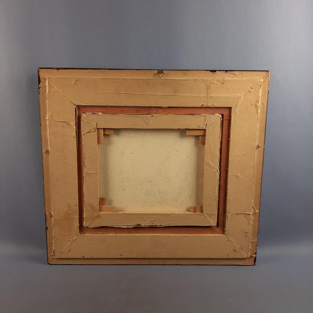 Wonderful vintage painting, landscape oil painting on canvas, double contemporary frame in golden and black wood with...