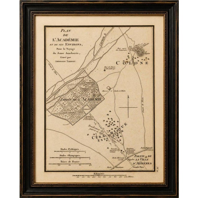 Gold Ancient Athens Academy and Platos Garden Map from Ambroise Tardieu, 1825 For Sale - Image 8 of 9